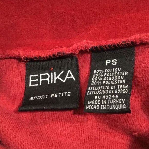 Erika Sport Petite Womens Sweatshirt, PS, Red, Velour - Picture 5 of 6